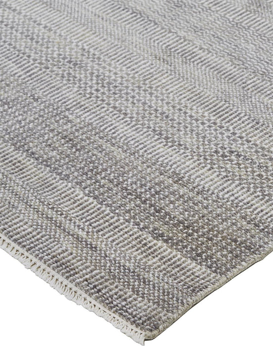 7.8' x 9.8' Wool Striped Hand Knotted Area Rug - Silver