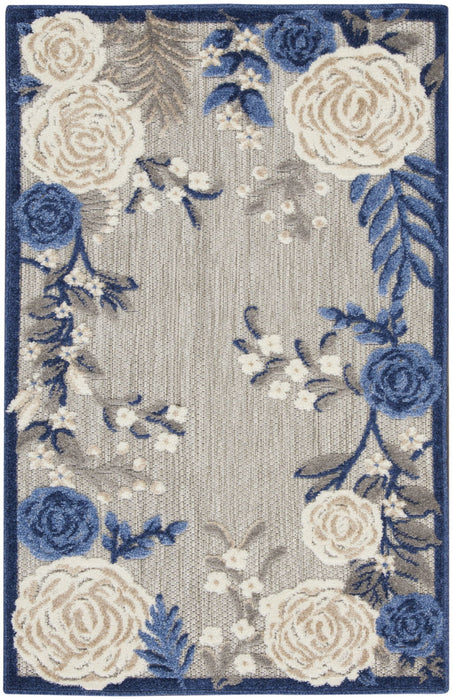 3' X 4' Floral Power Loom Area Rug - Orange / Blue