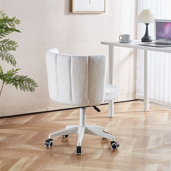 Set Of 1, Home Office Chair, Fluffy Fuzzy Comfortable Makeup Vanity Chair, Swivel Desk Chair Height Adjustable Dressing Chair For Bedroom - Antique White