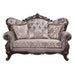 Benbek - Loveseat With 3 Pillows - Fabric & Antique Oak ACME