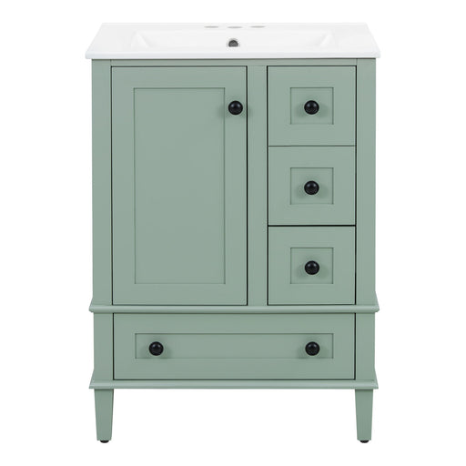 Bathroom Vanity With Integrated Basin, Soft Close Drawers, Door Mounted Double Layer Shelf Hearth and Haven