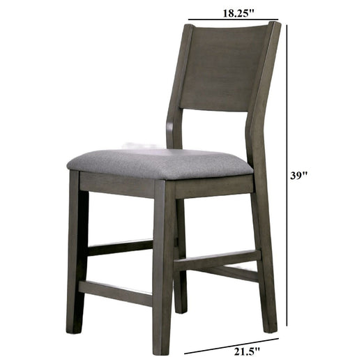 Padded Fabric Seat Panel Back Counter Height Dining Chairs (Set of 2) - Gray / Light Gray Home Essentials