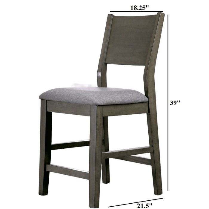 Padded Fabric Seat Panel Back Counter Height Dining Chairs (Set of 2) - Gray / Light Gray Home Essentials