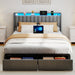 Upholstered Platform Bed Frame With RGB LED Lights, Charging Station & 2 Underbed Drawers Home Essentials