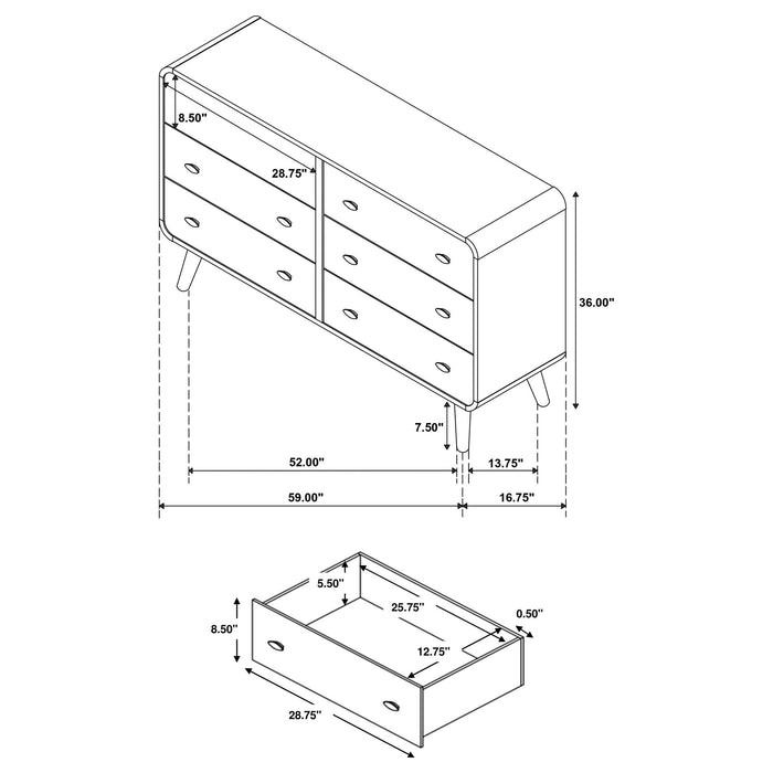 Winston - 6 Drawer Bedroom Dresser Furniture Max