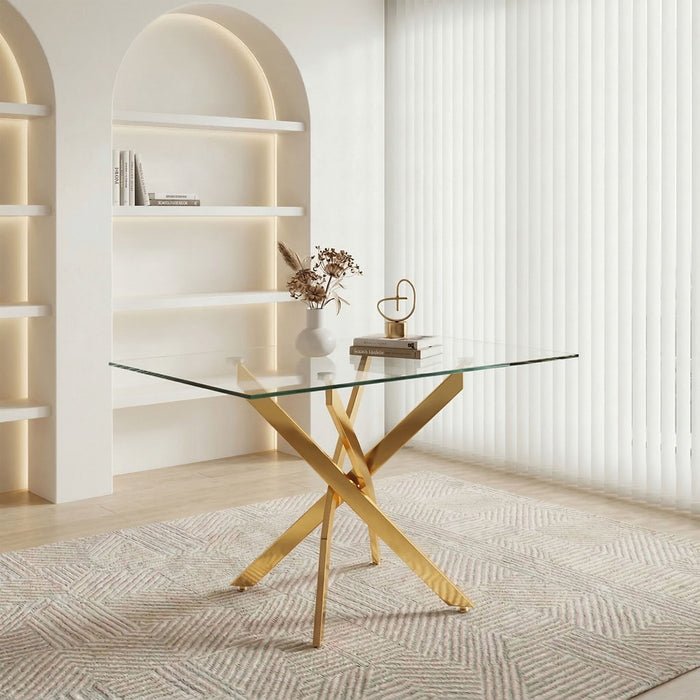 Rectangular Dining Table For Home Kitchen - Gold Home Essentials