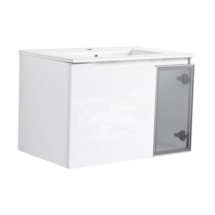 Wall Mounted Bathroom Vanity With Sink, 2 Soft Close Doors, Cabinet & Half Door Home Essentials