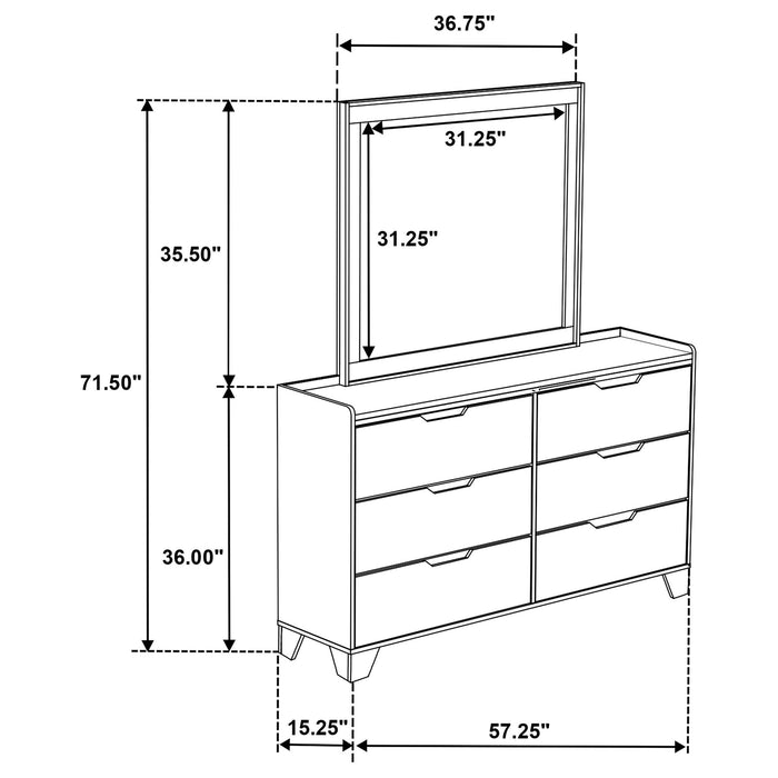 Packard - 6 Drawer Dresser With Mirror - Oak Furniture Max