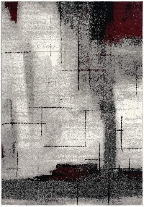 7' x 9' Abstract Area Rug - Gray And Burgundy