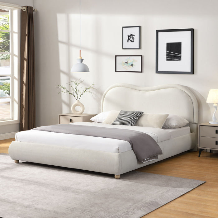 Upholstered Platform Bed Frame With Curved Headboard Home Essentials