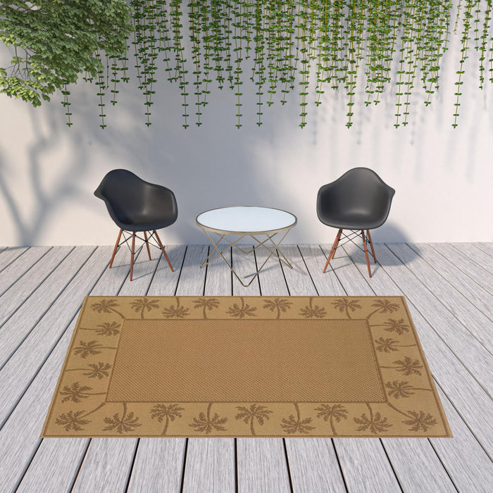 7' X 10' Stain Resistant Area Rug Indoor & Outdoor - Beige