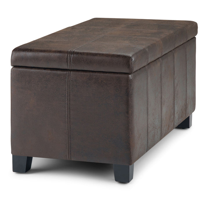 Dover - Storage Ottoman Bench - Distressed Brown Simpli-Home
