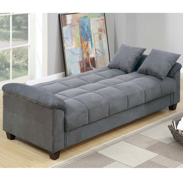 Adjustable Sofa With Hidden Storage And USB Port, Plush Cube Pattern Couch With Pillows - Gray Home Essentials