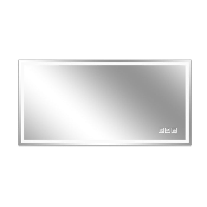 LED Bathroom Vanity Wall Mirror With Straight Edge Design, Frosted Glass Finish, Anti Fog, Dimmable 3 Color Lighting - Silver Daily Nest