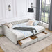 Upholstered Tufted Daybed With Drawers, Waved Arms Home Essentials