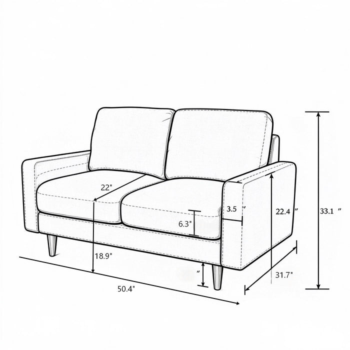 2 Seat Loveseat Sofa, Loose Back Cushion For Living Room US Pride