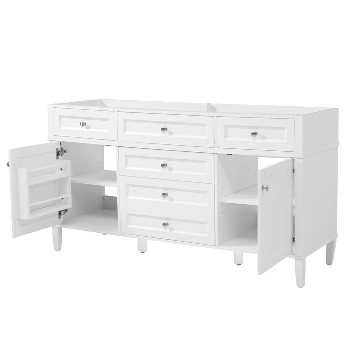 Bathroom Vanity Cabinet Only, 3 Drawers & 2 Doors, Adjustable Shelf, Soft Close Hinges - White Noble House
