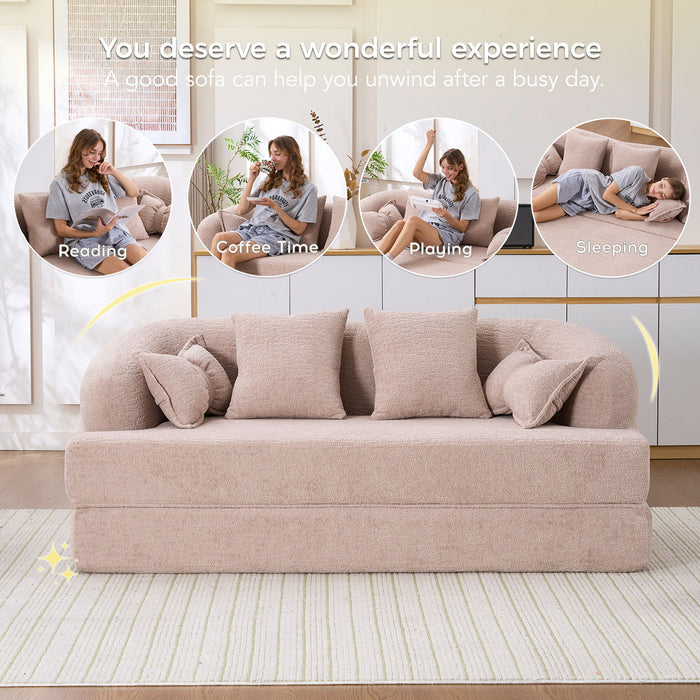Foldable Sofa Bed, Boneless Couch Convertible Sleeper With 4 Pillows Home Essentials