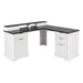 Fluted L-Shaped Desk With Charging Station & Storage Cabinet Home Essentials