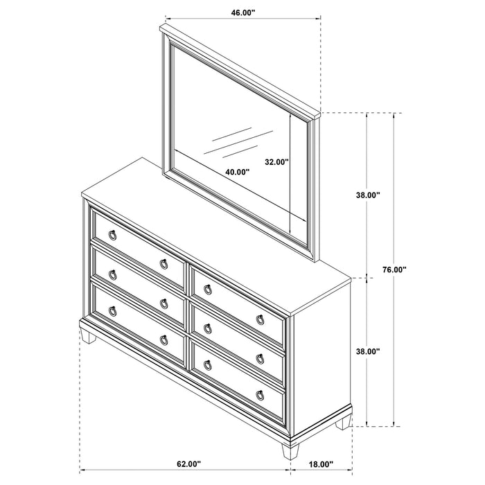 Wedner - 6 Drawer Dresser With Mirror - Oak Furniture Max