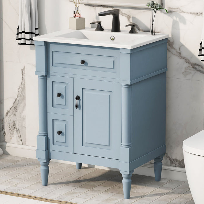 Freestanding Bathroom Vanity With Sink, Adjustable Shelf & Flip Drawer Hearth and Haven