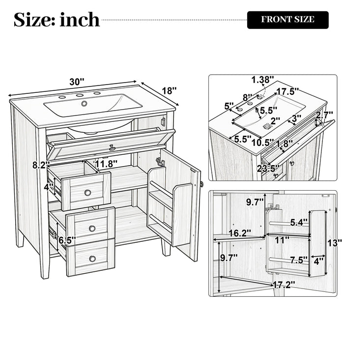 Bathroom Vanity With Sink, Soft Closing Cabinet Noble House