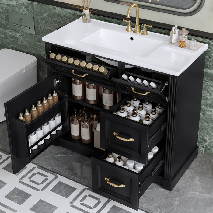 Modern Bathroom Vanity With Sink, 4 Drawers, Soft-Close Door, Adjustable Shelf Hearth and Haven