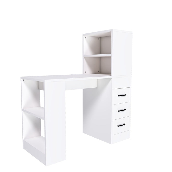 Computer Desk With 4 In 1 Socket & 3 Drawers, 4 Tier Shelves Home Essentials