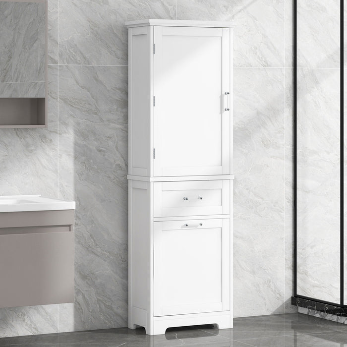 Tall Freestanding Bathroom Storage Cabinet With Adjustable Shelf And 2 Drawers Hearth and Haven