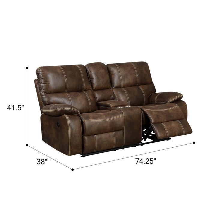Power Reclining Loveseat - Brown - Fabric Emerald Home