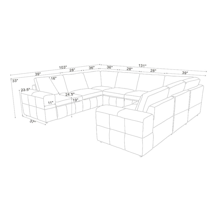 Modern Sectional Sofa With Large Square Arms Home Essentials
