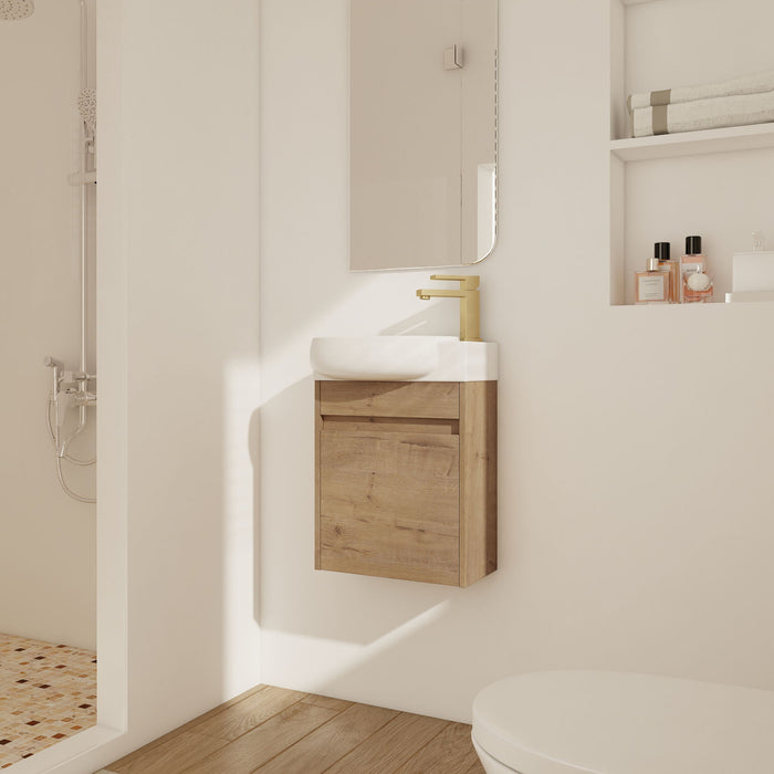 Modern Bathroom Vanity With Ceramic Basin, Wall Mounted Floating Sink Combo, Storage Cabinet Home Essentials