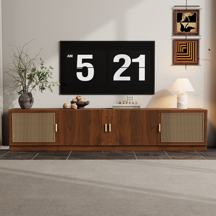 78" TV Stand For TVs Up To 85", Media Console, Adjustable Shelves - Walnut Hearth and Haven