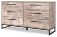 Neilsville - Six Drawer Dresser - Vinyl-Wrapped - Whitewash Signature Design by Ashley®
