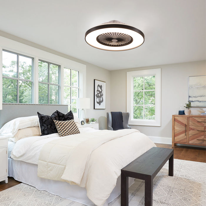 Bedroom Ceiling Fan With Remote Control, Dimmable LED Light, 8 Blades, Reversible Dc Motor - Black Daily Nest