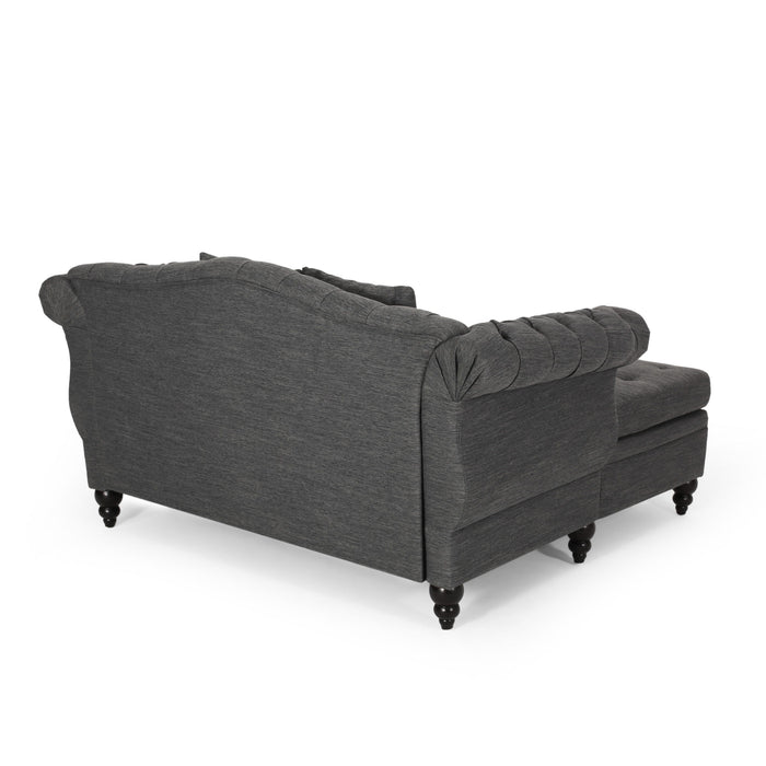 Loveseat Chaise Lounge - Charcoal - Fabric