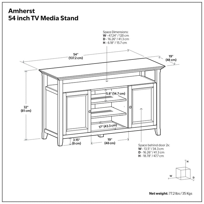 Amherst - TV Media Stand, Handcrafted Simpli-Home