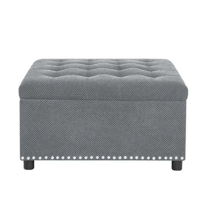 Square Tufted Storage Ottoman With Nailhead Trim Home Essentials