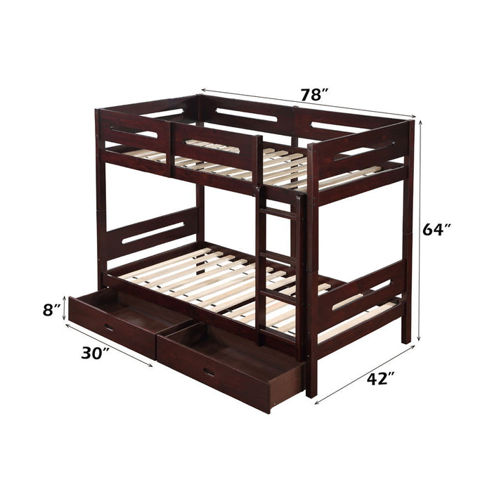 Nissa - Twin Over Twin Bunk Bed - Espresso ACME