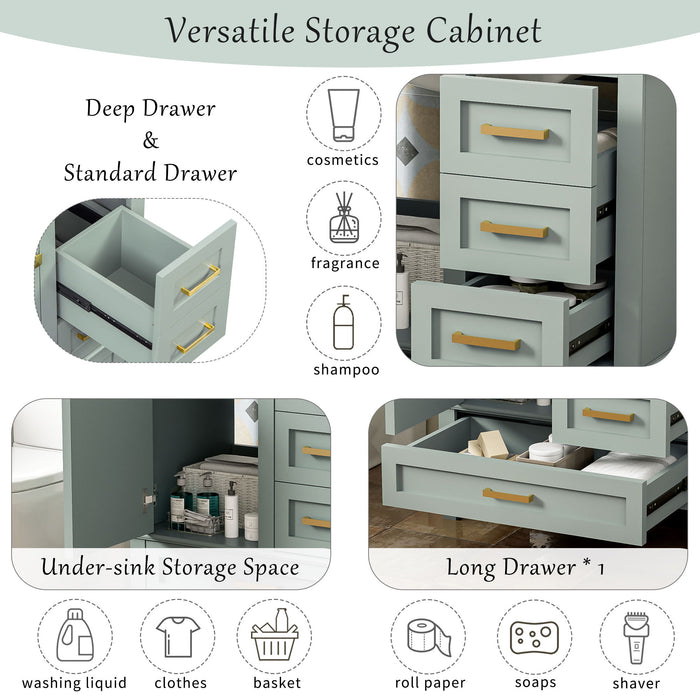 Bathroom Vanity, Modern Bathroom Cabinet With Sink Combo Set, Bathroom Storage Cabinet With A Soft Closing Door And 3 Drawers, Solid Wood Frame Hearth and Haven
