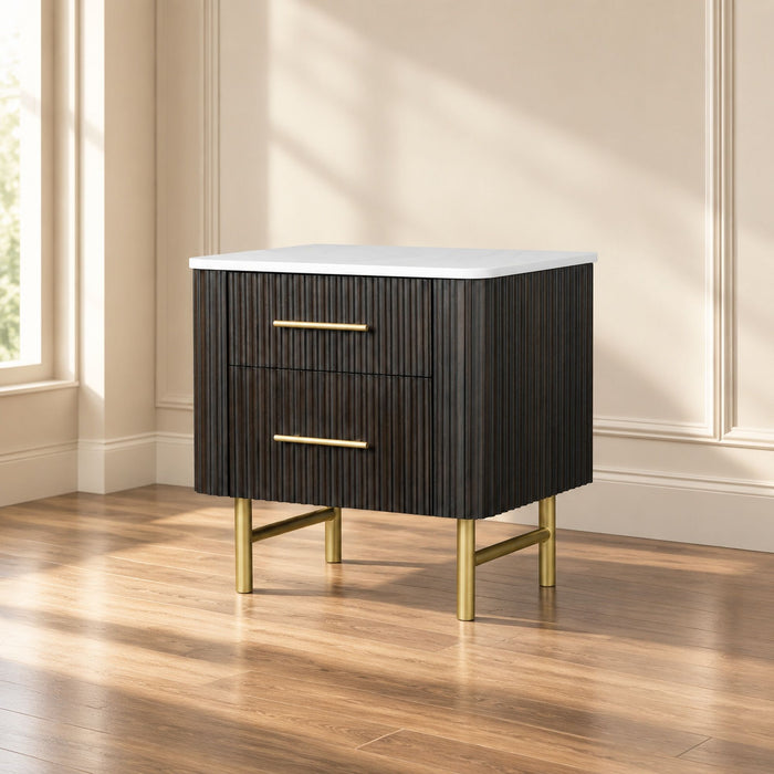 Clayten - Nightstand - Espresso / White Marble Home Essentials