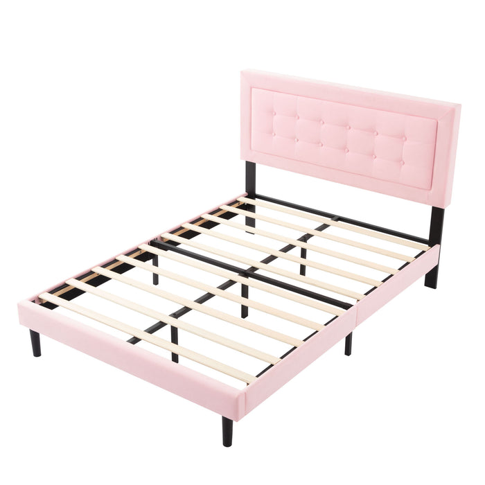 Upholstered Platform Bed With Slats Home Essentials