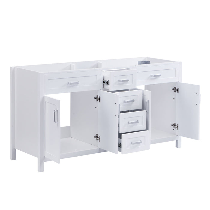 Bathroom Vanity Cabinet Only, Soft Close Doors & Drawers, 4 Drawers & 2 Double Door Cabinets - White Noble House