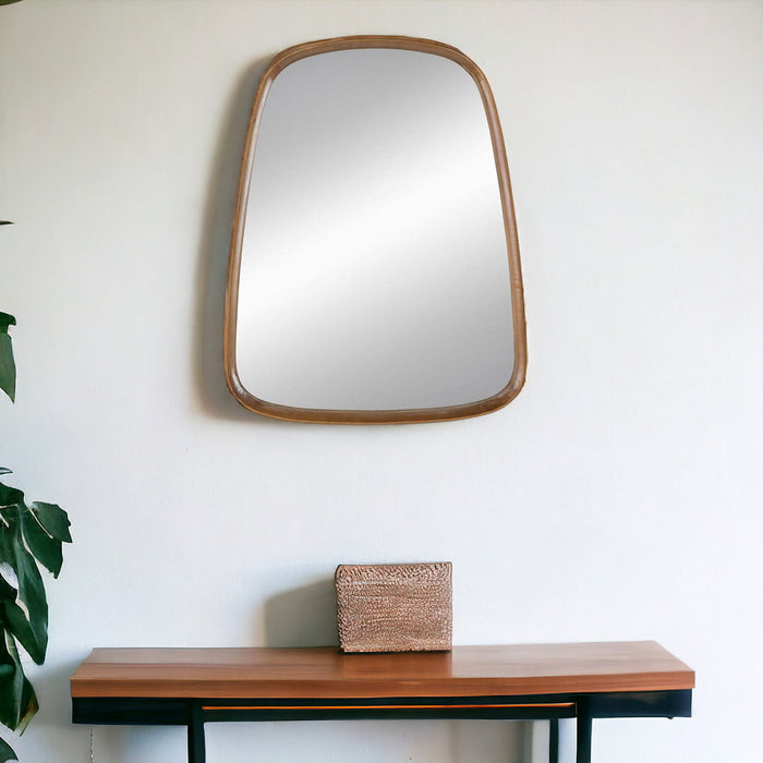 37" Abstract Framed Accent Mirror - Brown