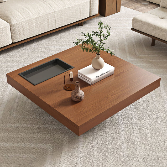 Square Floating Coffee Table For Living Room - Dark Walnut Home Essentials