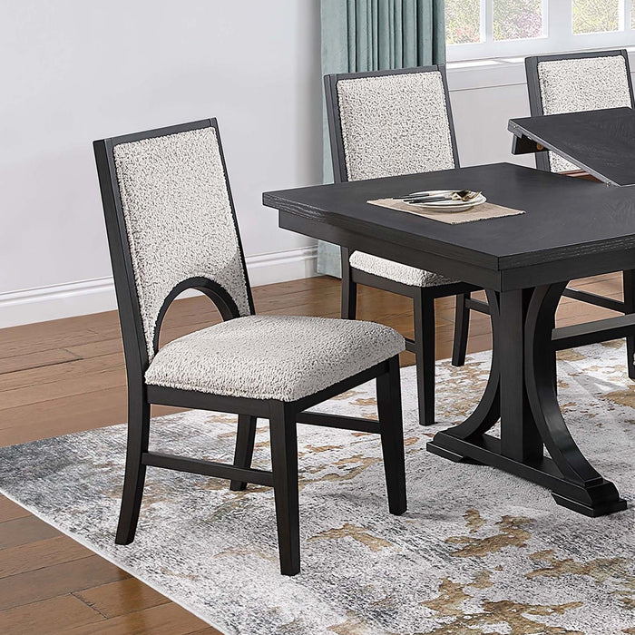 Upholstered Dining Chairs With Arched Cutout Backrest (Set of 2) - Black / White Home Essentials