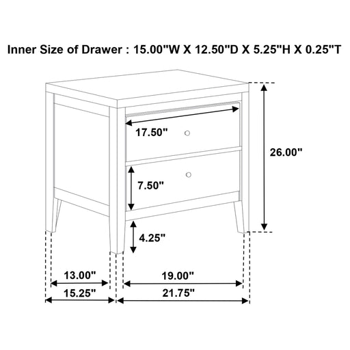 Clement - 2 Drawer Nightstand Bedside Table - Espresso Furniture Max