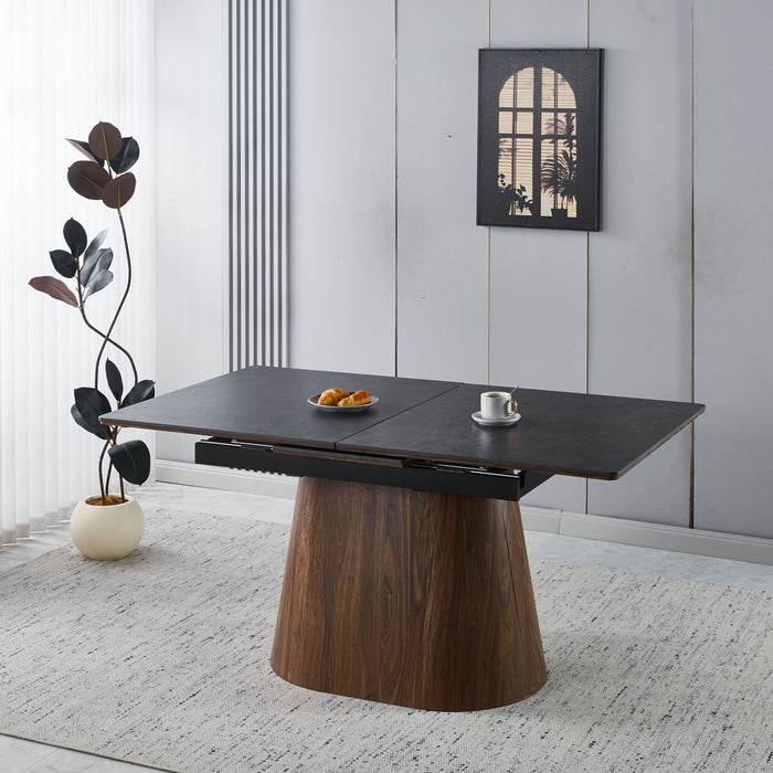 Extendable Dining Table With Cone Base - Brown / Black Home Essentials