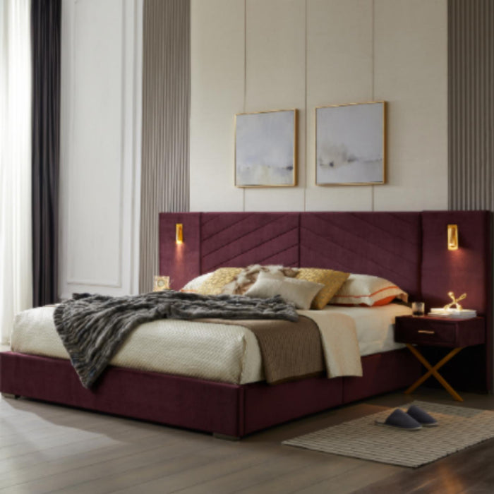 Comfortable Upholstered Bed With Vertical Channel Tufted Wingback Headboard Home Essentials