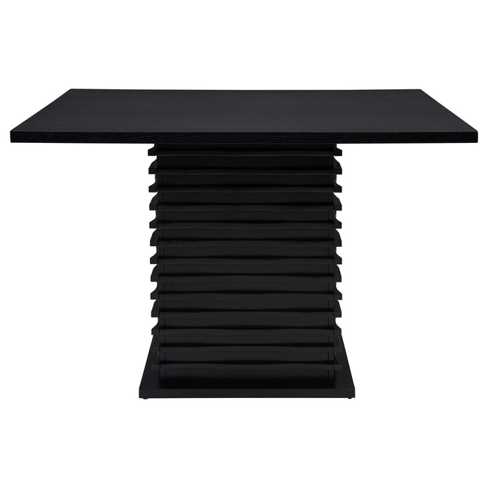 Giannis - Pedestal Counter Height Dining Table With Geometric Wave Base - Black Furniture Max